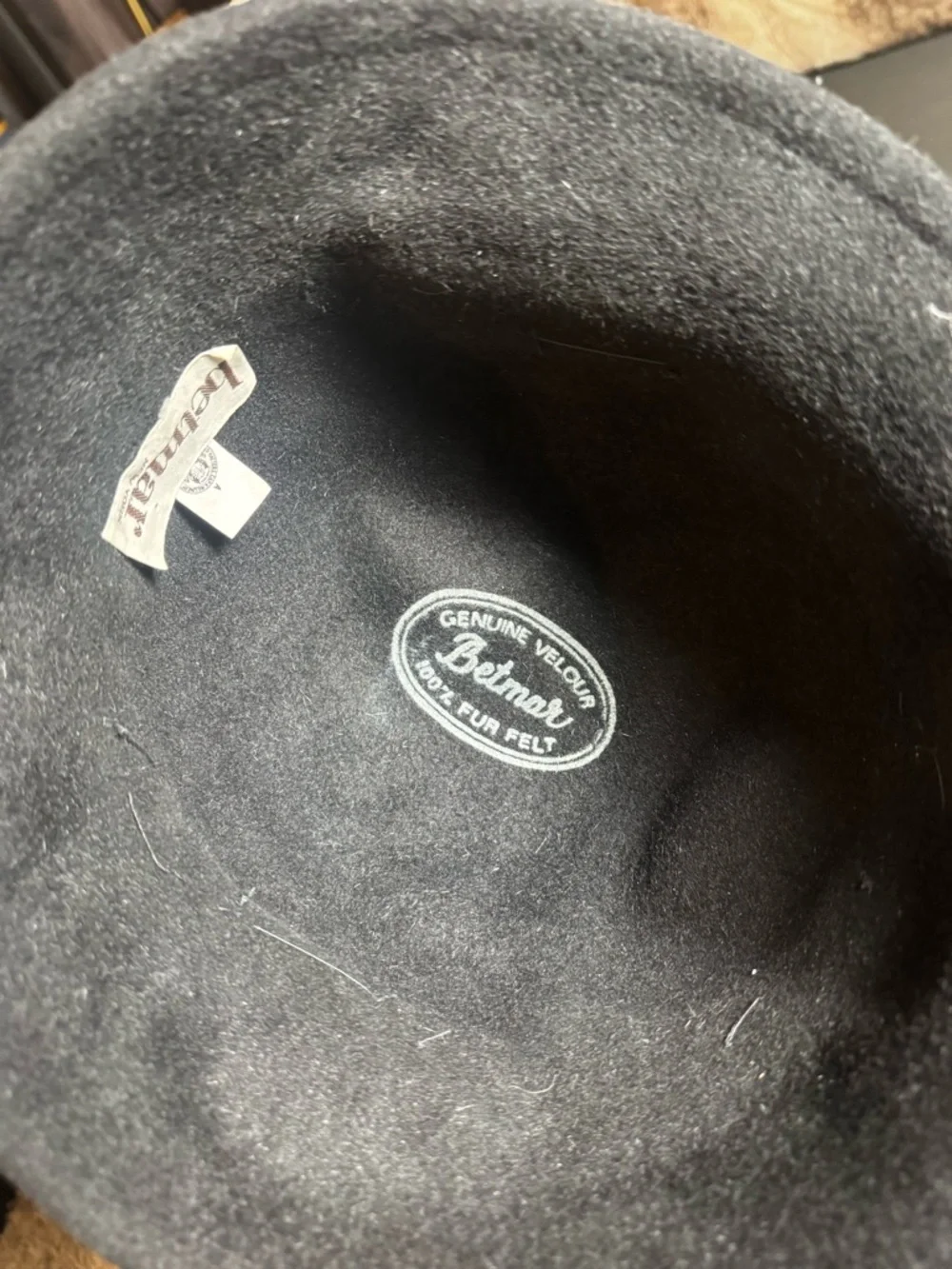 Vintage Betmar NY Black Fur Felt Cloche Hat Rhinestone Band